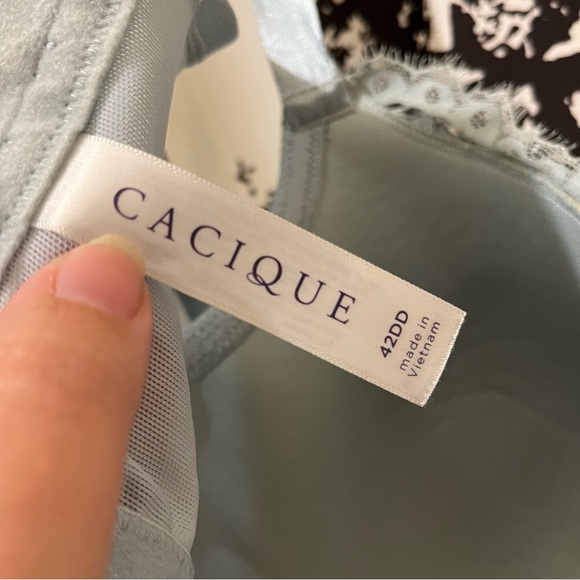 Cacique Lace Balconette Bra Underwire Lace Up Accents Blue 42DD - Picture 11 of 13